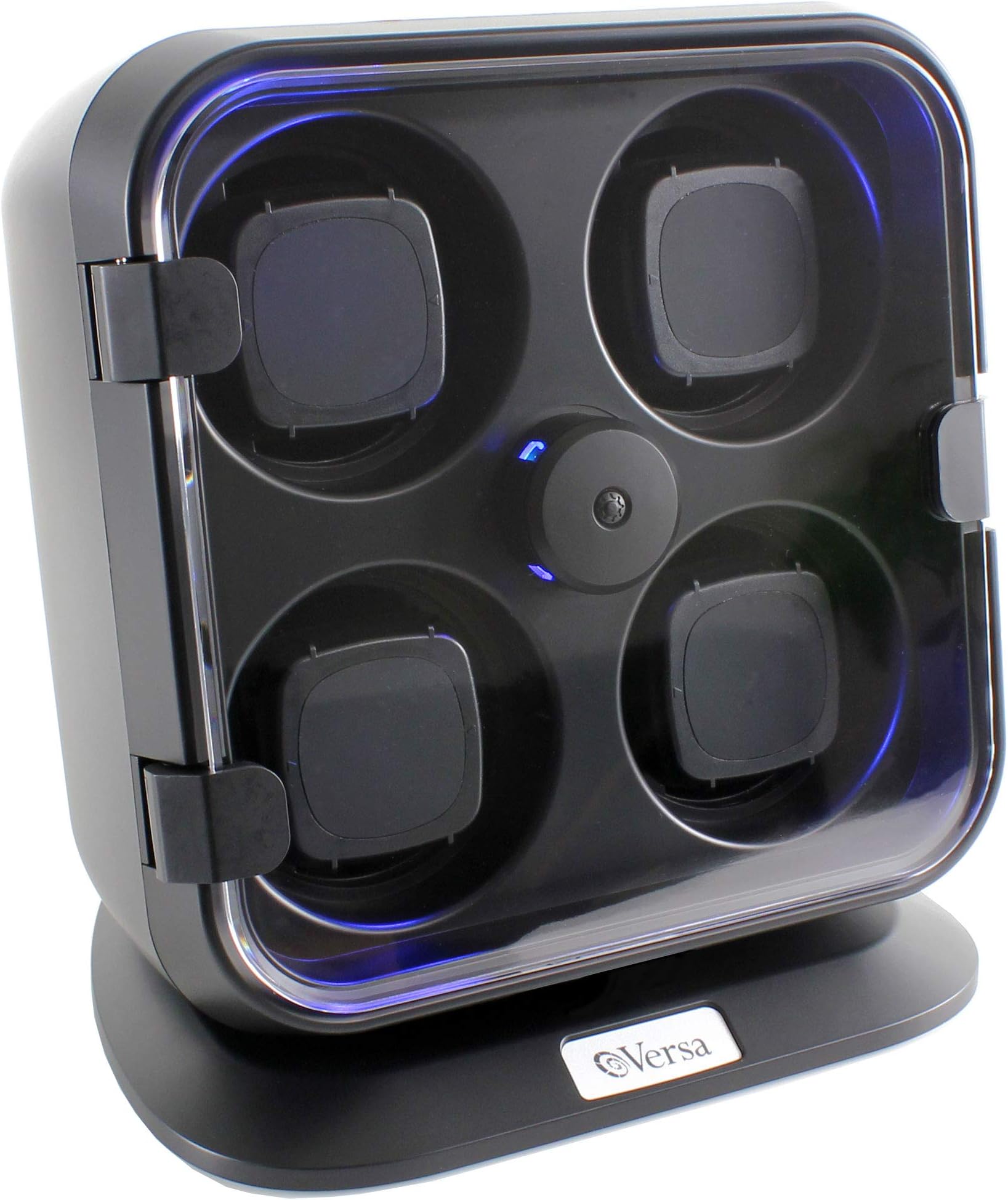 Quad Watch Winder with Light in Black - Independently Controlled Settings - 12 Direction and Timer Settings - Adjustable Watch Pillows - Plenty of Space for Large Watches - No Magnetization