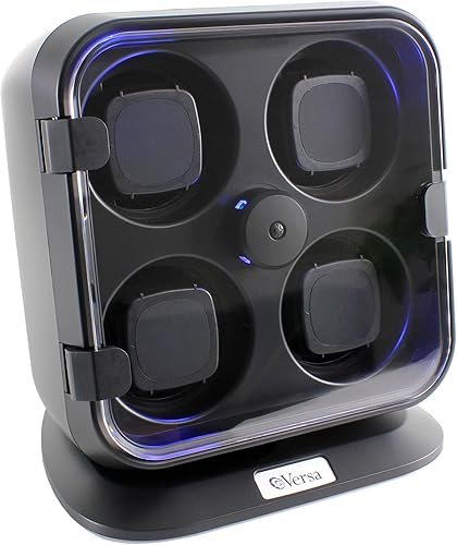 Versa Enrollador de reloj cuádruple con luz en negro, ajustes controlados independientemente, 12 ajustes de dirección y temporizador, almohadas