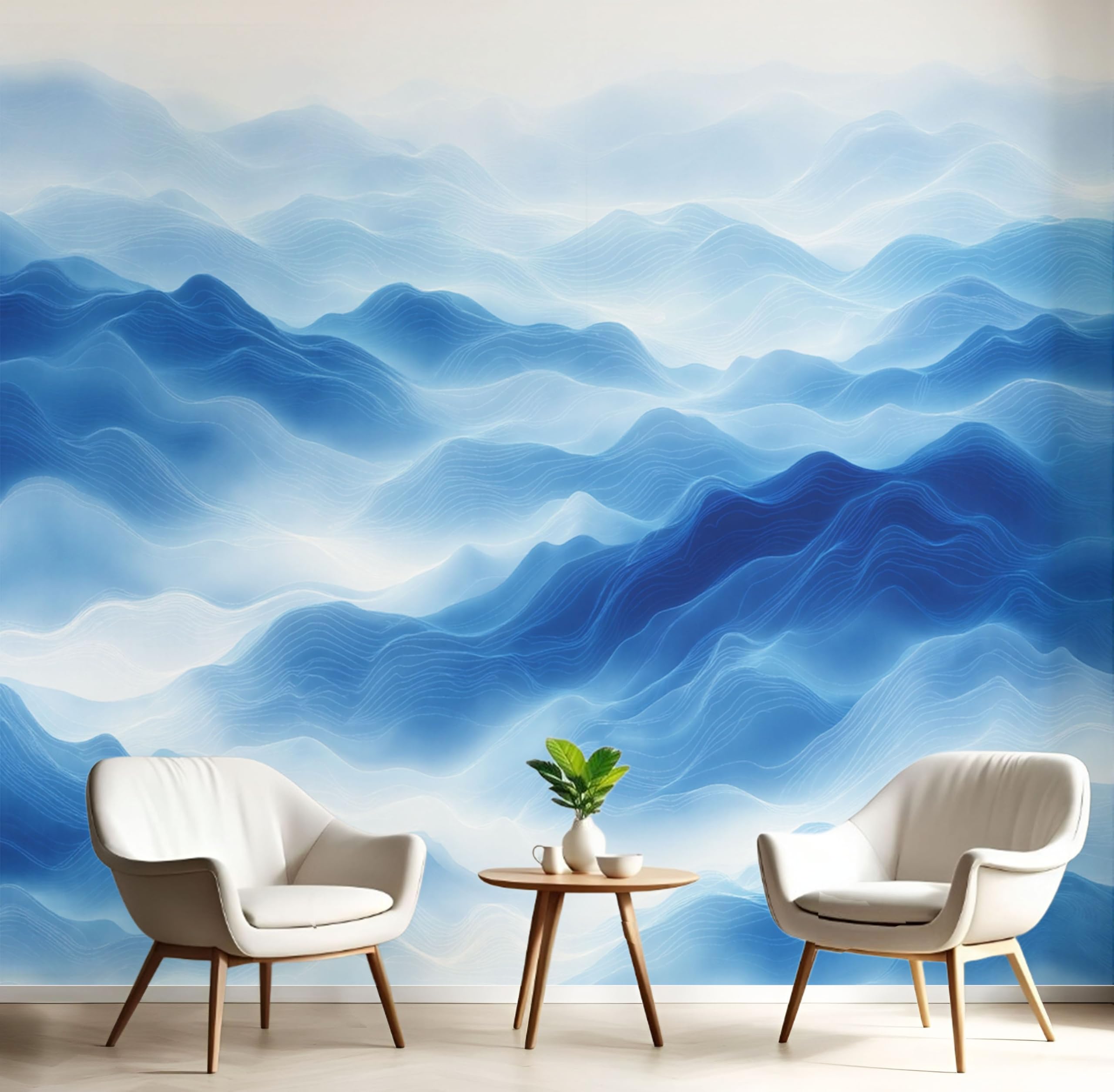 Papier Peint Soie Paysage abstrait pour rompre la monotonie des murs blancs de la maison