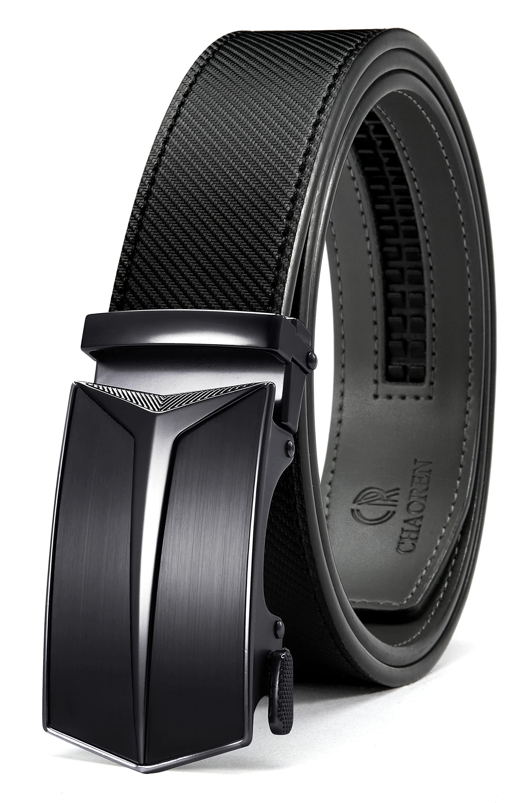 CHAOREN Cintura Uomo, Cintura Uomo Pelle Cricchetto Automatica Fibbia 35mm, Trim Regolabile per Adattars