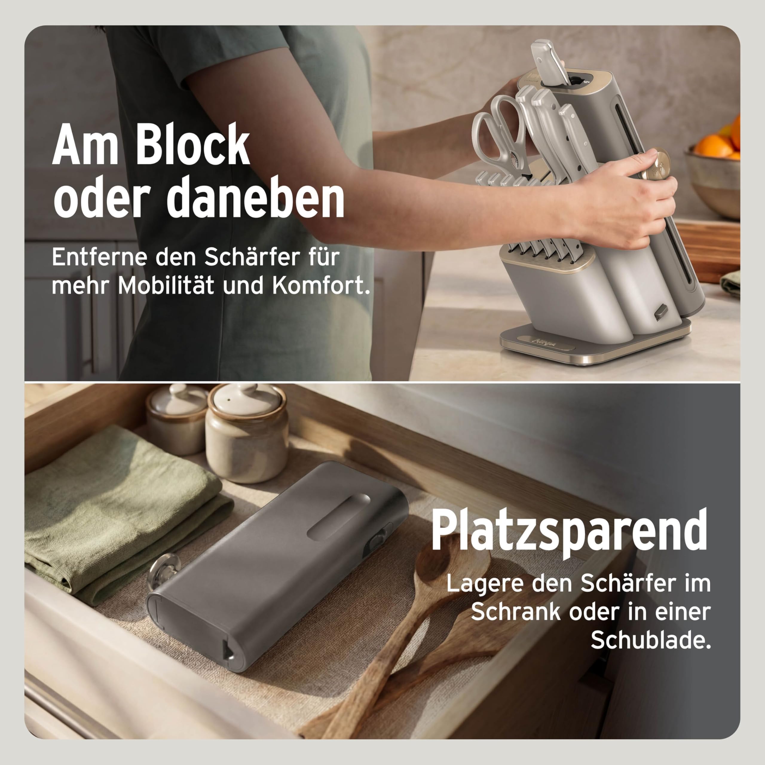 Ninja StaySharp 13-teiliges Messerblock-Set mit abnehmbarem Messerschärfer – Steingold NK32013EUUKSD1