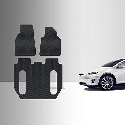 TOUGHPRO Juego de accesorios de alfombrillas de piso 1ª + 2ª + 3ª fila para Tesla Model X (solo RHD de 6 plazas) sin consola central para todo tipo