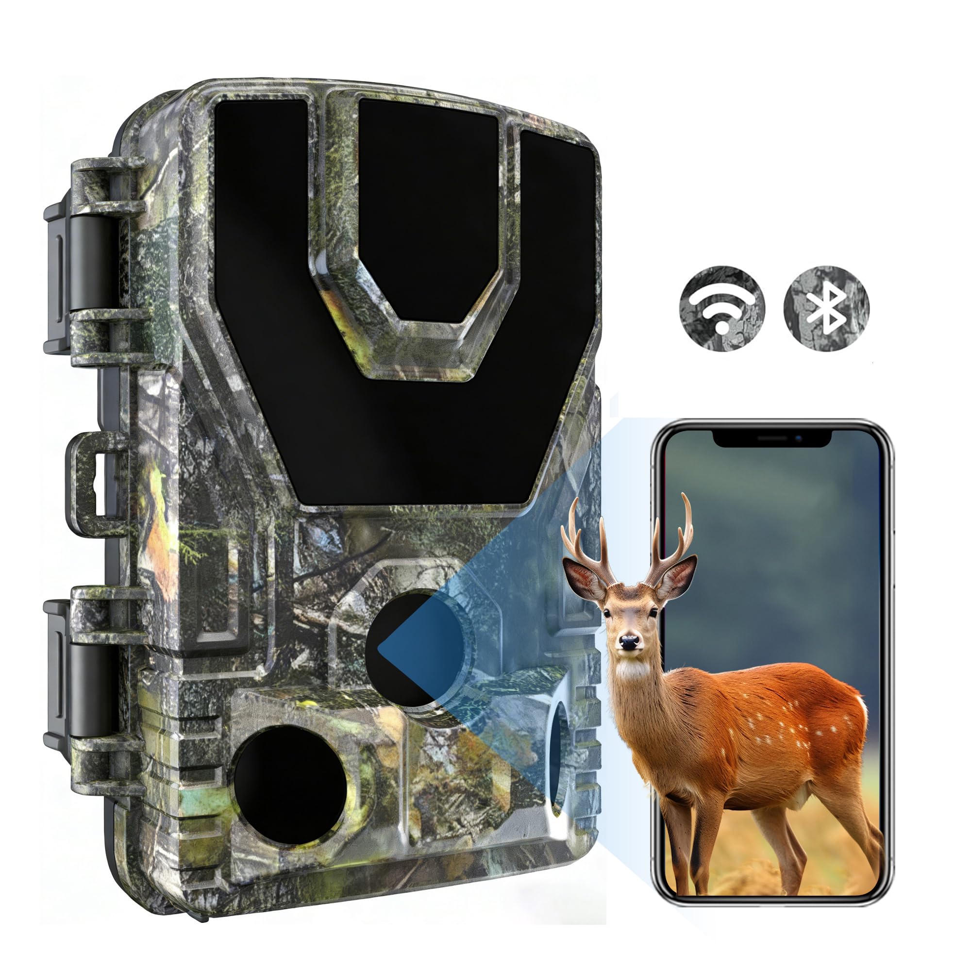 HAZA Caméra de Chasse 4K WiFi Hotspot connectée Telephone Caméra Chasse Infrarouge Vision Nocturne, détecteur de Mouvement, étanche IP66 pour Observation Animaux Sauvages(NO Carte SD)