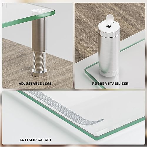 Miniatura 6 de Hemudu Soporte para monitor doble, longitud y ángulo ajustable, soporte para monitor doble, organizador de escritorio para PC, computadora, laptop