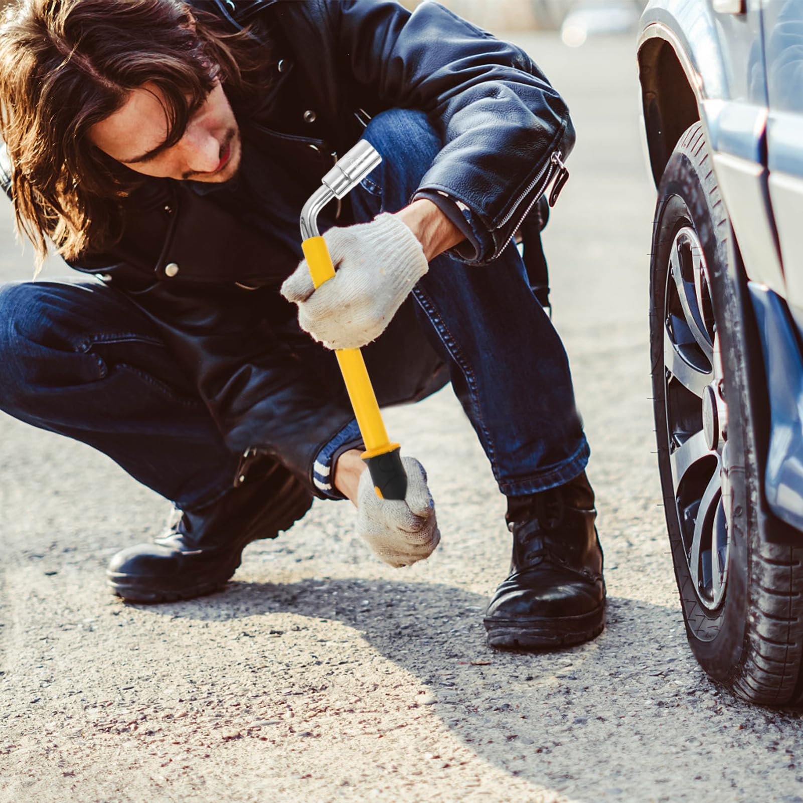 Verstellbarer Teleskopischer Radmutternschlüssel aus Robustem für Reifenwechsel Auto Langlebig Kompakt Praktisch und Einfach zu Lagern für Autoreparatur Unterwegs