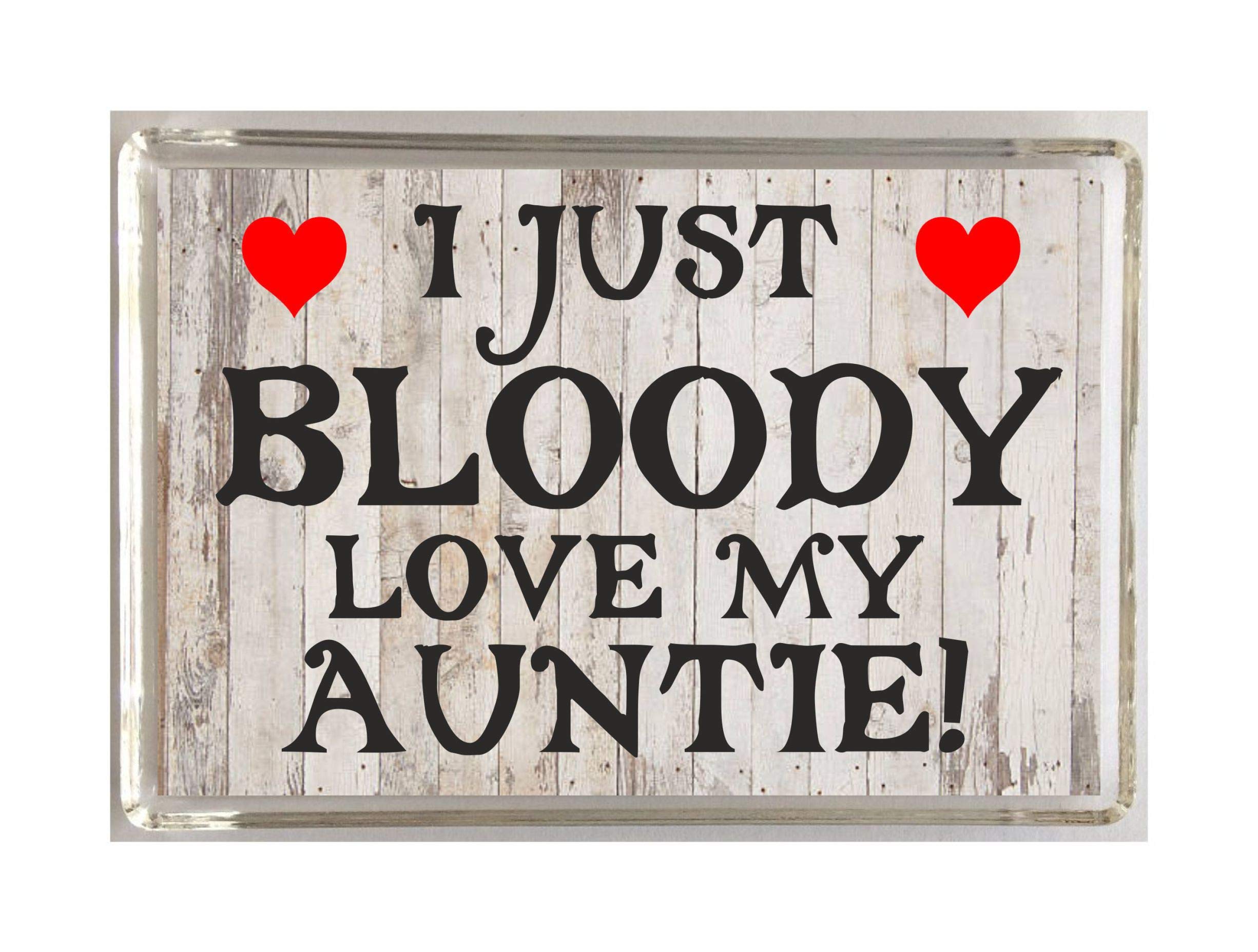 Clare's Cosmetics Fun Aunt Gift - I Just Bloody Love My Auntie - Novelty Fridge Magnet