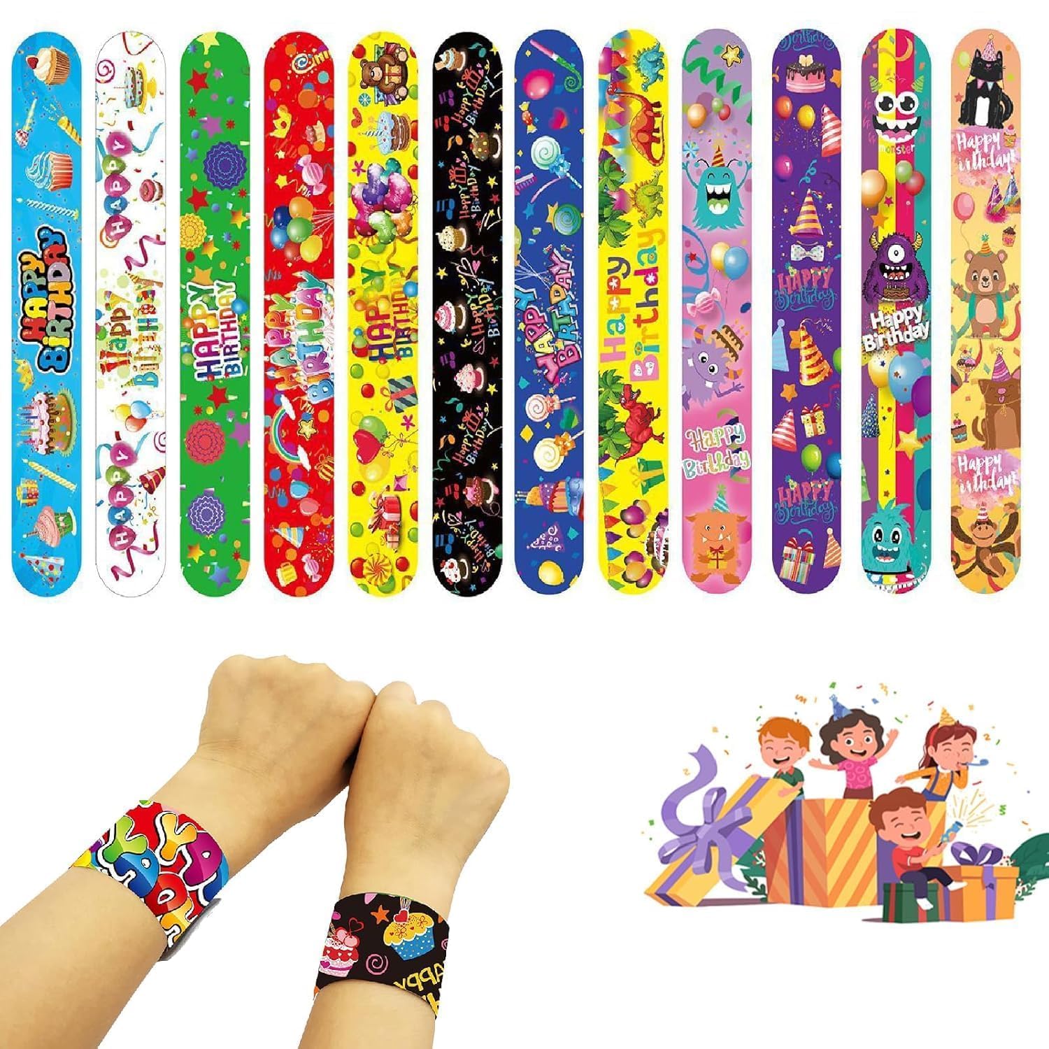 D Moto World DCW 72 Pcs Party Favors for Kids 4-8, Birthday Gift Toys, Return Gifts, Treasure Box Carnival Prizes, Gifts Classroom Boys and Girls 8-12| Fun Loving Slap Bands Combo 4