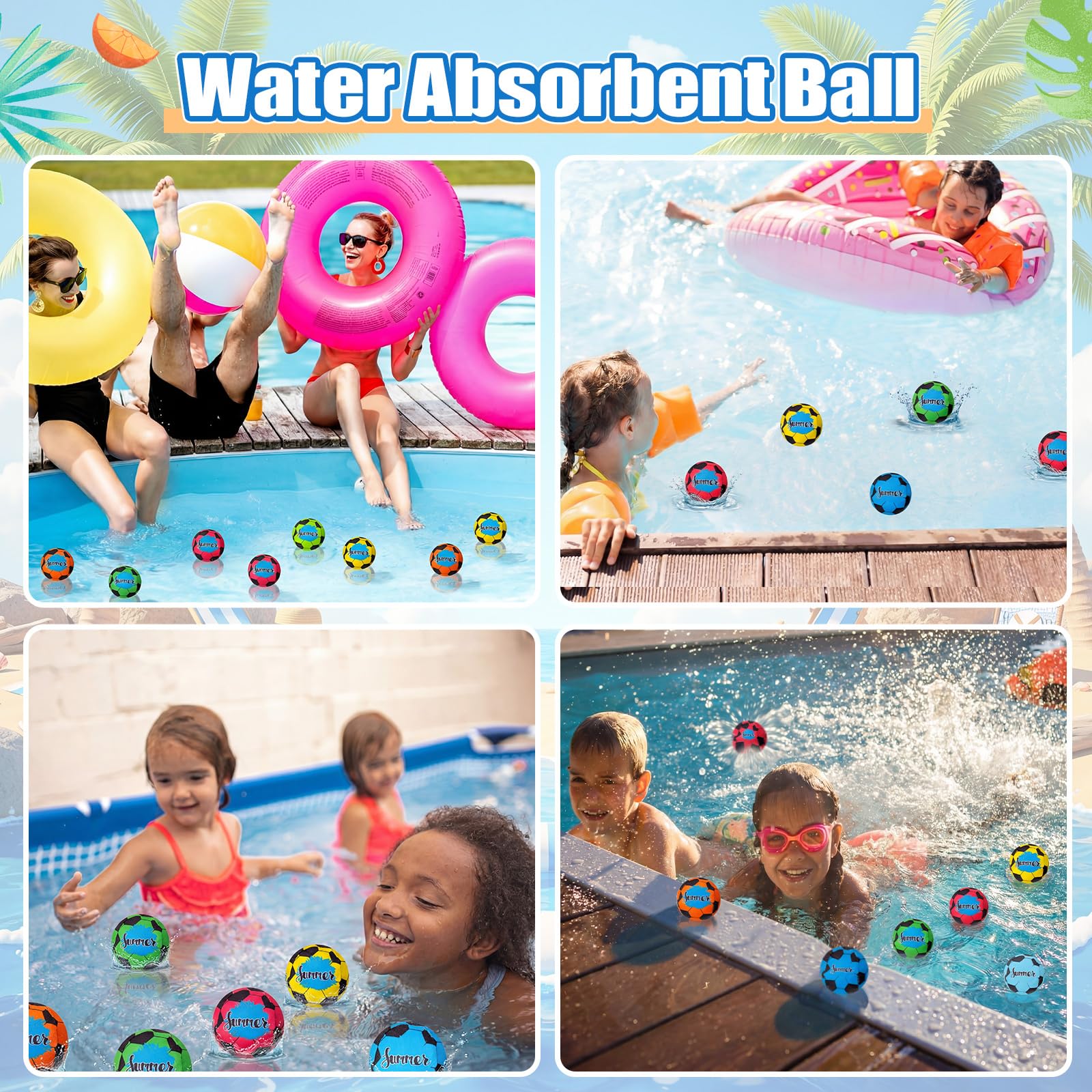 Palline galleggianti riutilizzabili per piscina giocattoli da spiaggia per attività estive all'aperto 5 cm spruzzi d'acqua piccole palline assorbenti sfuse per adulti nuoto spiaggia ammollo