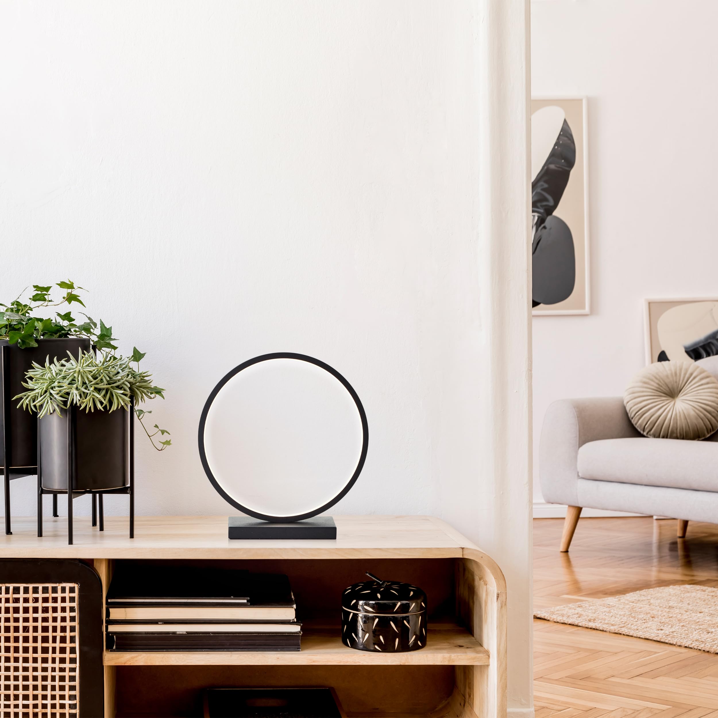 Lightbox LED Tischlampe - minimalistische Tischleuchte aus Aluminium - warmweißes Licht 3000 K - moderne Nachttischlampe mit Kabelschalter - inkl. LED