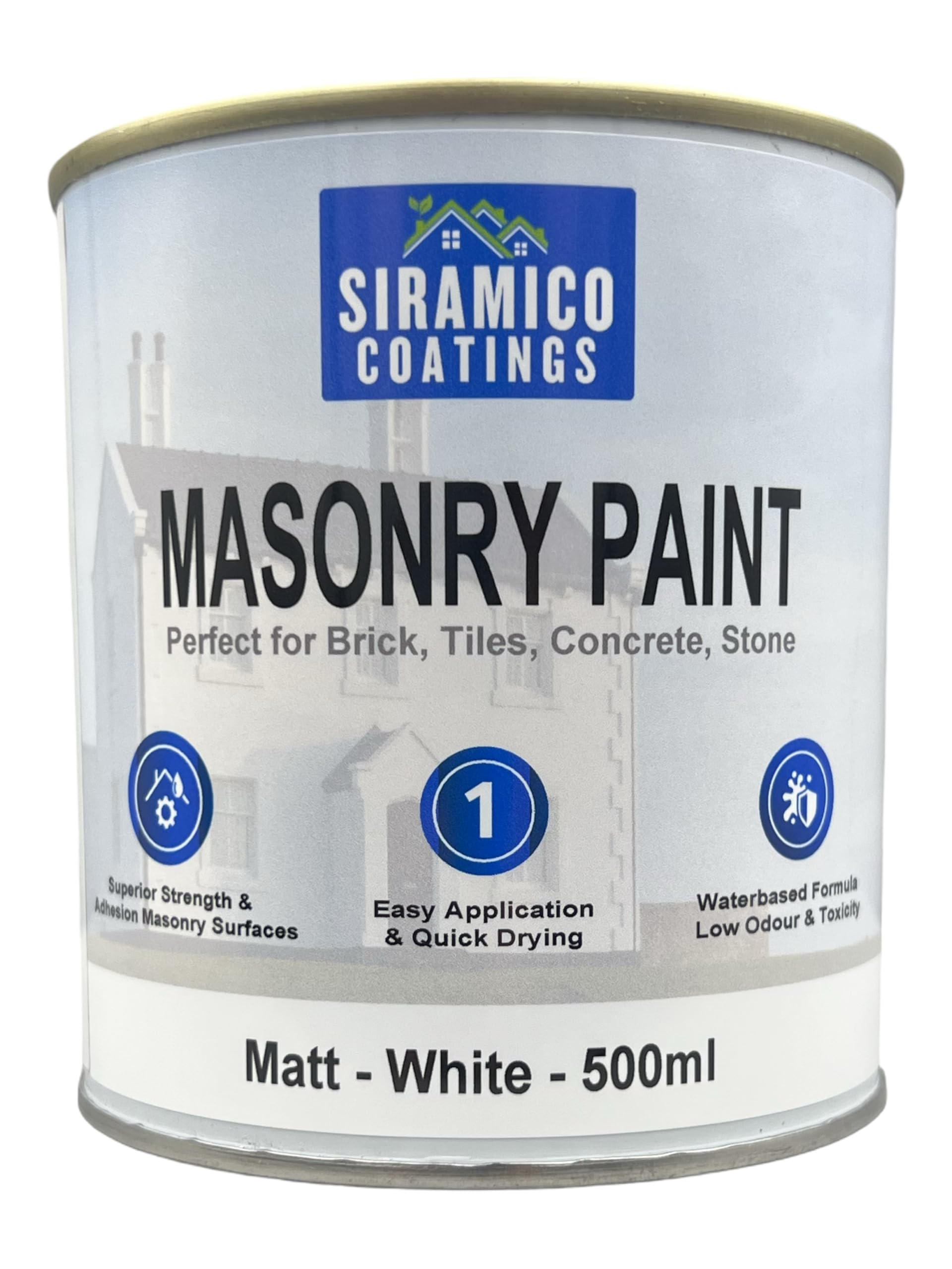 SIRAMICO COATINGS | Masonry Paint | Smooth White | 500 ml |10 Year protection of Masonry surfaces | Washable Paint (White, 500 ml)