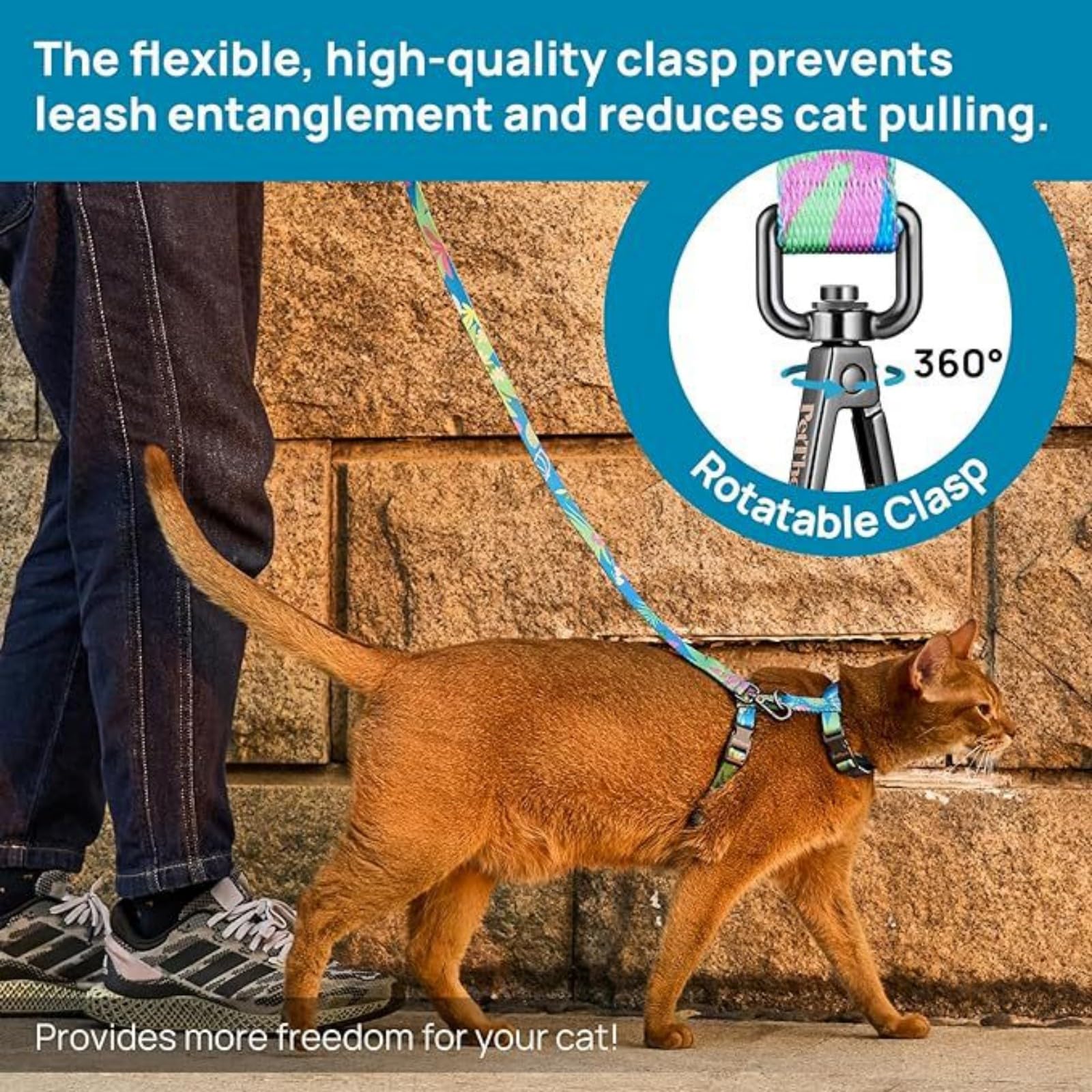 Cat Harness and Leash,Cat Harness and Leash Set, H-Shaped Walking Harness with Chain, Adjustable Neck 7.9-12.2 inches, Chest 10.2-16.9 inches