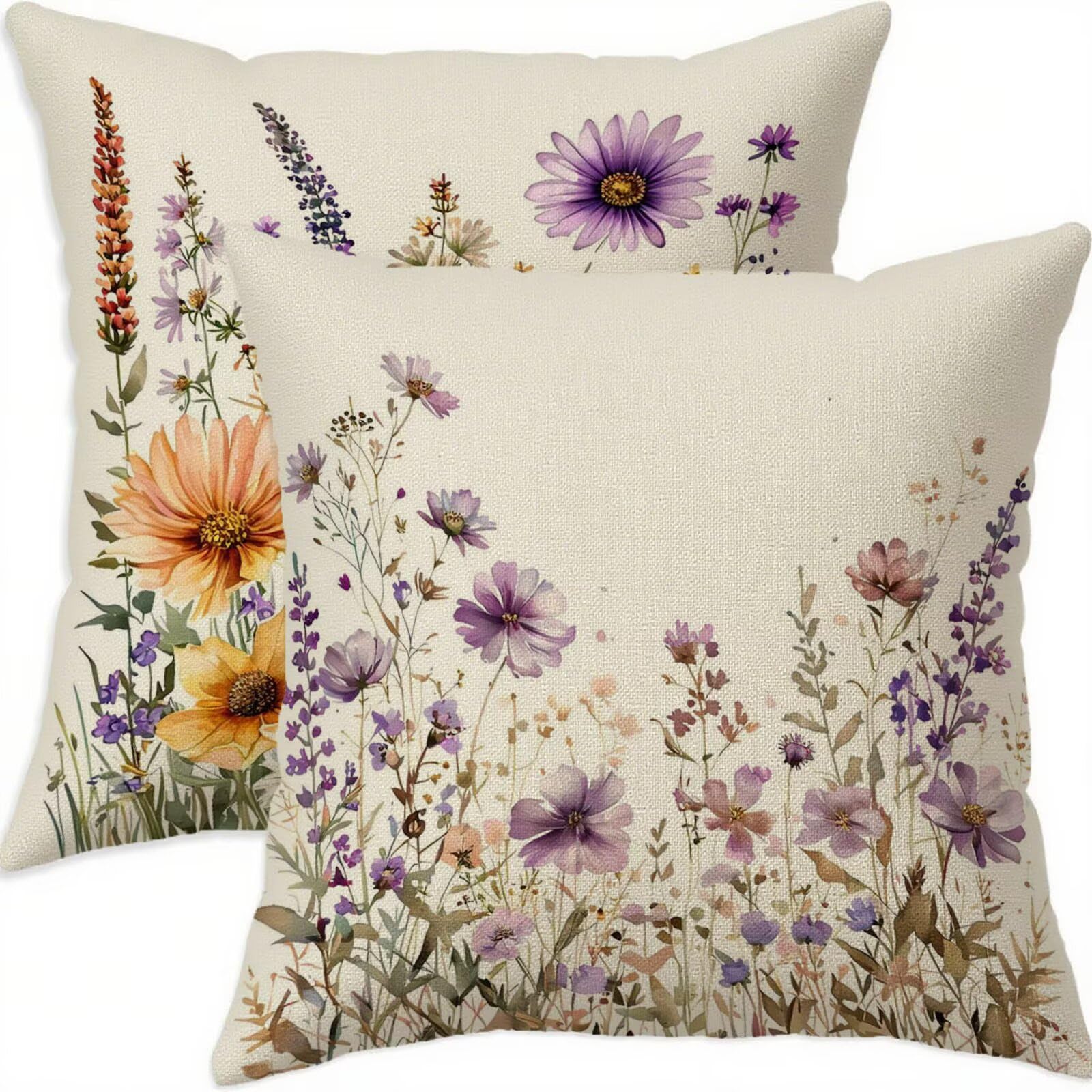 Housse coussin 65x65cm pour décoration salon et chambre style vintage violet