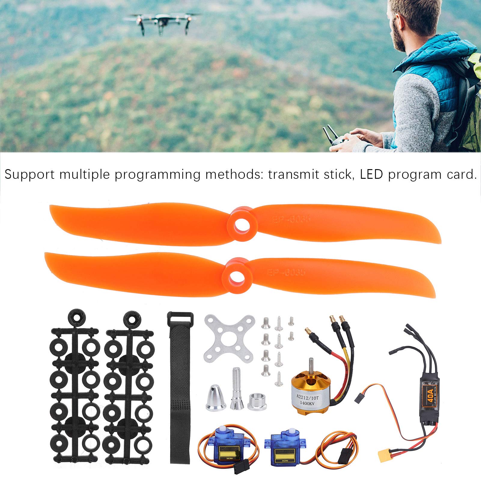 Accesorio De Avión RC 40A XT60T ESC 2212 KV1400 Motor SG90 Servo 8060 Kit De Hélice para RC Drones Helicópteros FPV