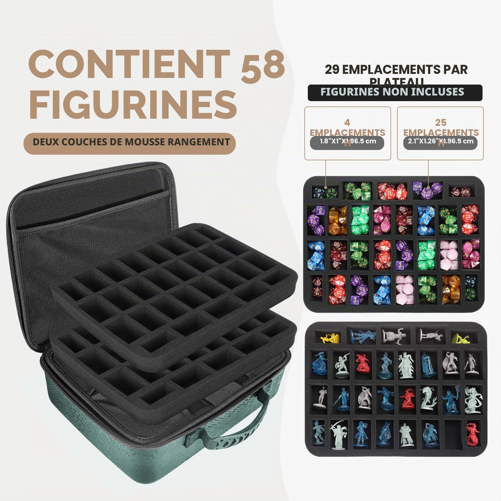 RPG Sac de voyage compatible avec les miniatures Donjons et Dragons, étui à lancer pour ensemble de dés DND, rangement compatible Warhammer 40k