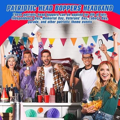 Miniatura 6 de Hanaive 20 diademas patrióticas para el 4 de julio, accesorios de la bandera estadounidense, accesorios para la cabeza de Estados Unidos, diseño de