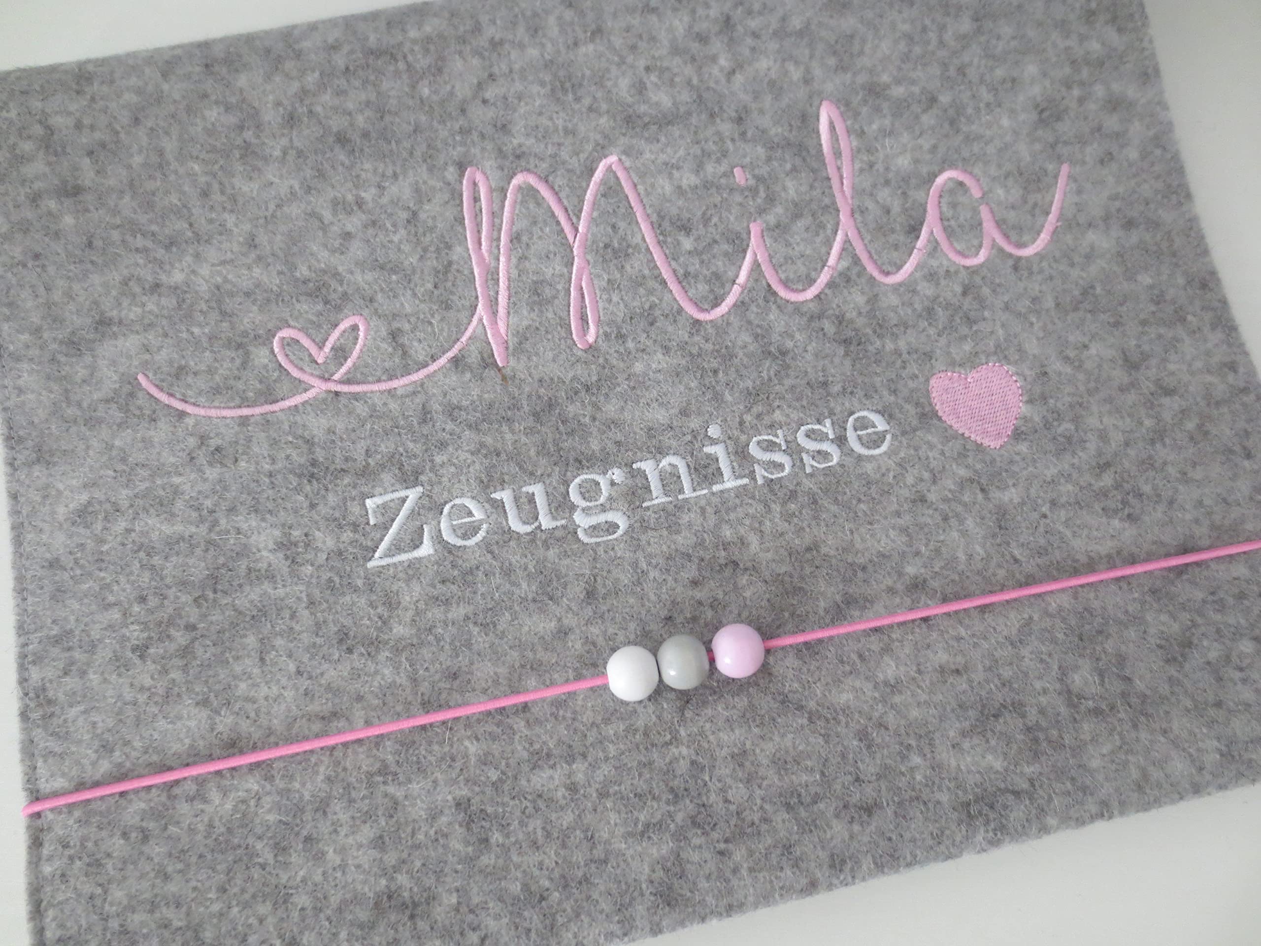 Zeugnismappe Wollfilz Mappe Zeugnisse DIN A4 Grundschule Schule"Herz"