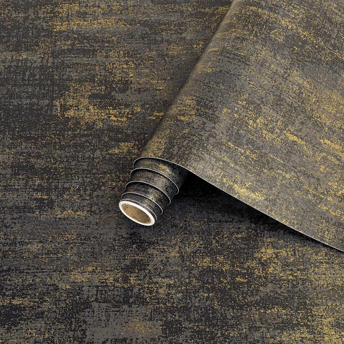 Arthome Peel and Stick Wallpaper,Self Adhesive Wallpaper,Sticky Back Plastic,Waterproof Film for Countertop,Cabinet,Furniture Renovate and Wall Covering Decoration,Black Gold 44cmx6m
