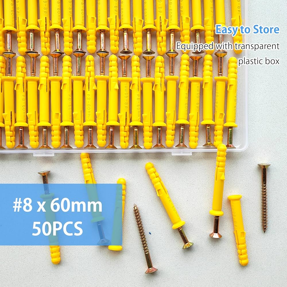 DC VOLTAGE 50 Pcs Wall Plugs And Screws Set 8mm X 120mm