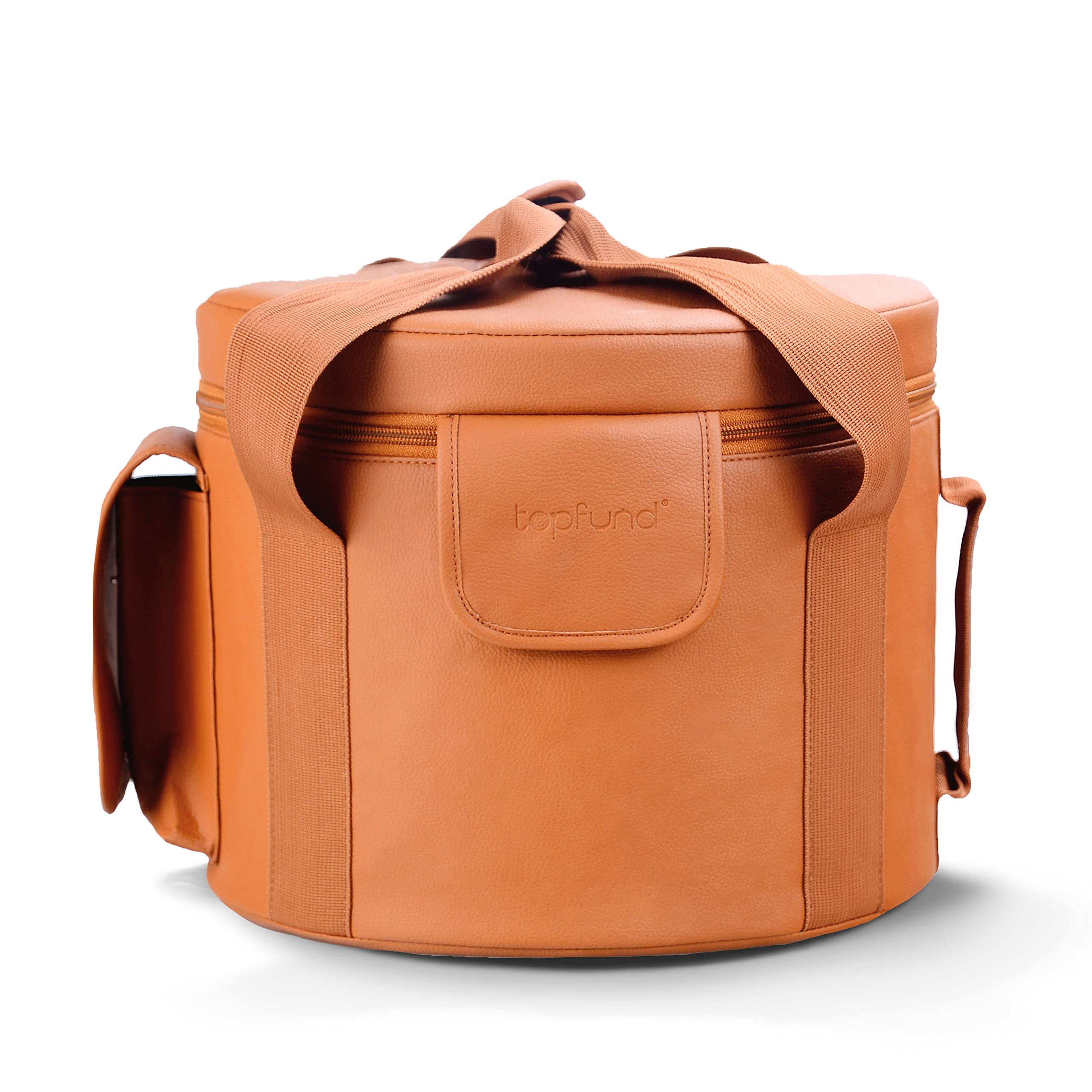 TOPFUND8 inch Artificial Leather Carry Case for Crystal Singing Bowl Carrying Bag with 6" Sponge Padded Sleeve