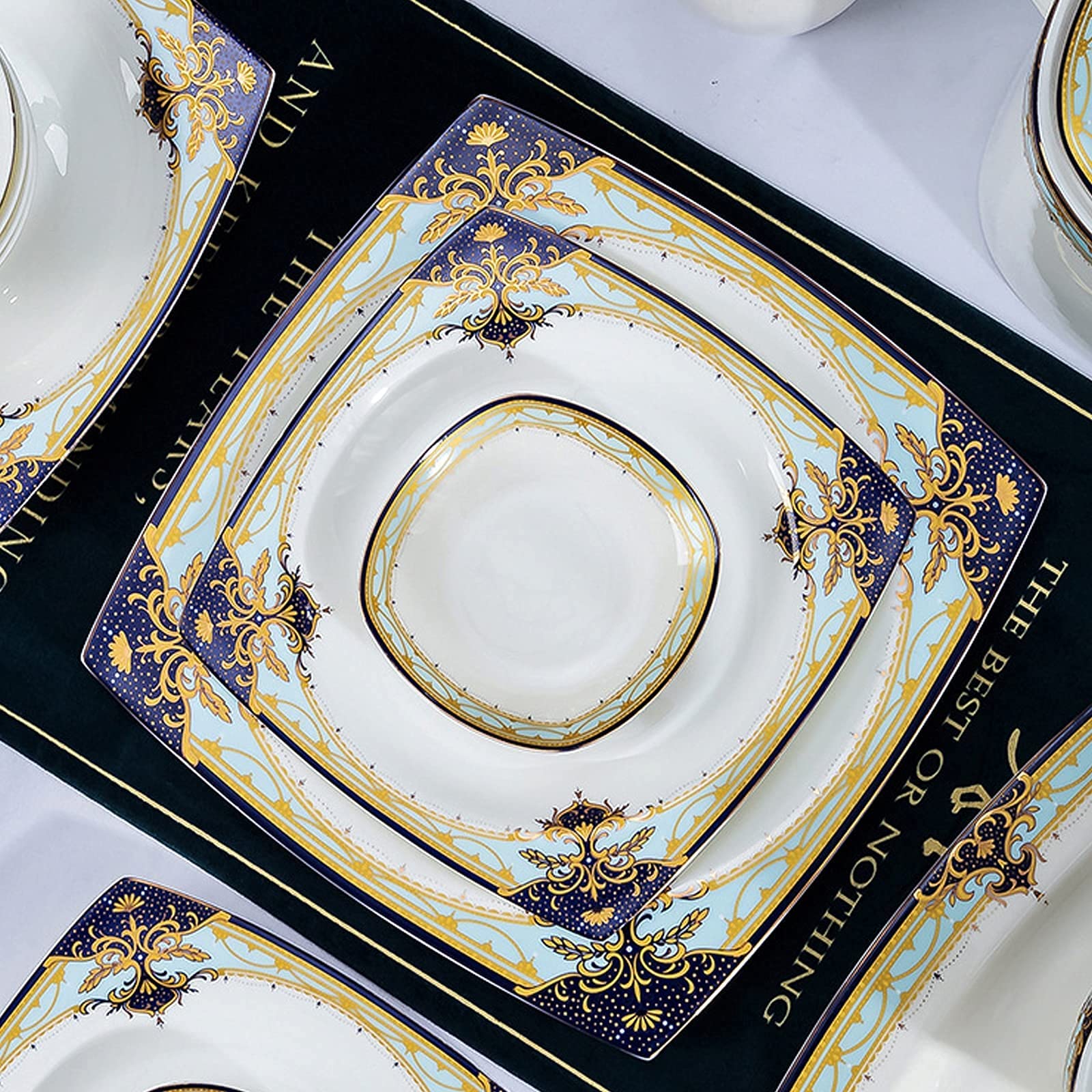 Zestaw Ceramicznych Naczyń Obiadowych W Stylu Retro, Piękny Zestaw Z Porcelany W Kolorze Złotym I Białym, Idealny Na Domowe Przyjęcie, Wesele, Hotel, Boże Narodzenie