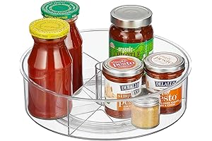mDesign Lazy Susan Kitchen Turntable Organizer for Pantry, Fridge, and Cupboards - Clear