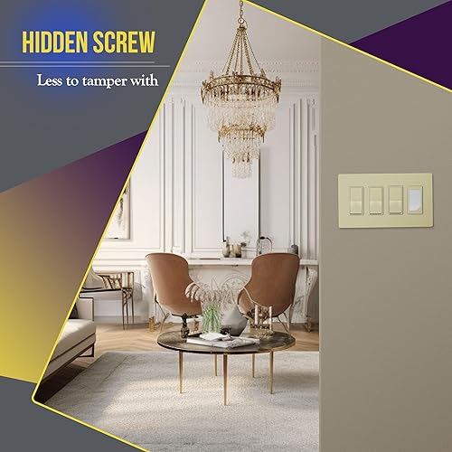 Miniatura 309 de ENERLITES SI8834-BK - Placa de pared decorativa sin tornillos, cubierta de enchufe segura, 4 entradas, 4.68 x 8.30 pulgadas (alto x largo), Negro