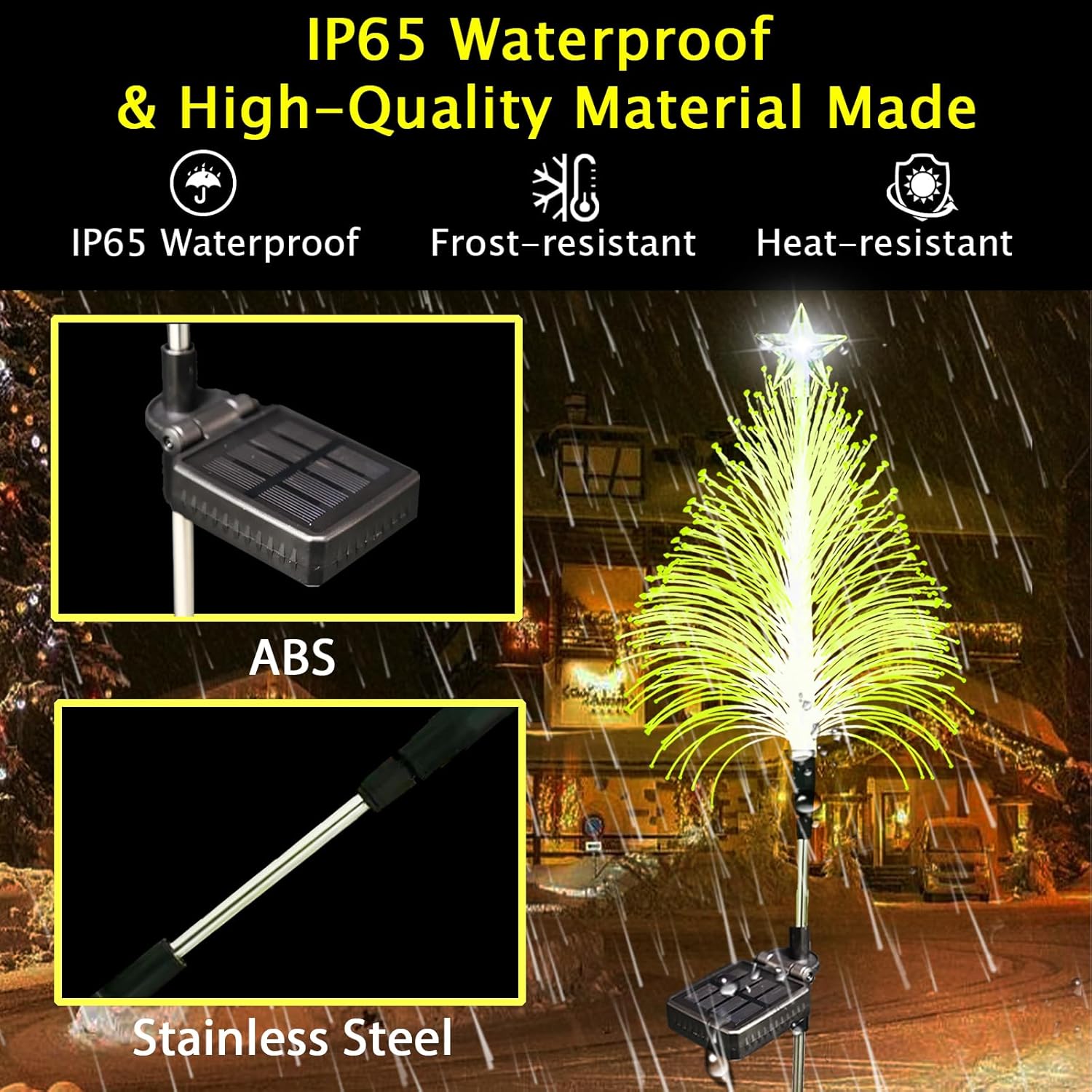 3Pack 30inch Solar Christmas Tree Light Outdoor Waterproof Festival Decorations, 7 Color RGB Pathway Garden Stake Lights for Yard Lawn Porch Grave Cemetery Holiday Decor (Tangle-Free Installation)