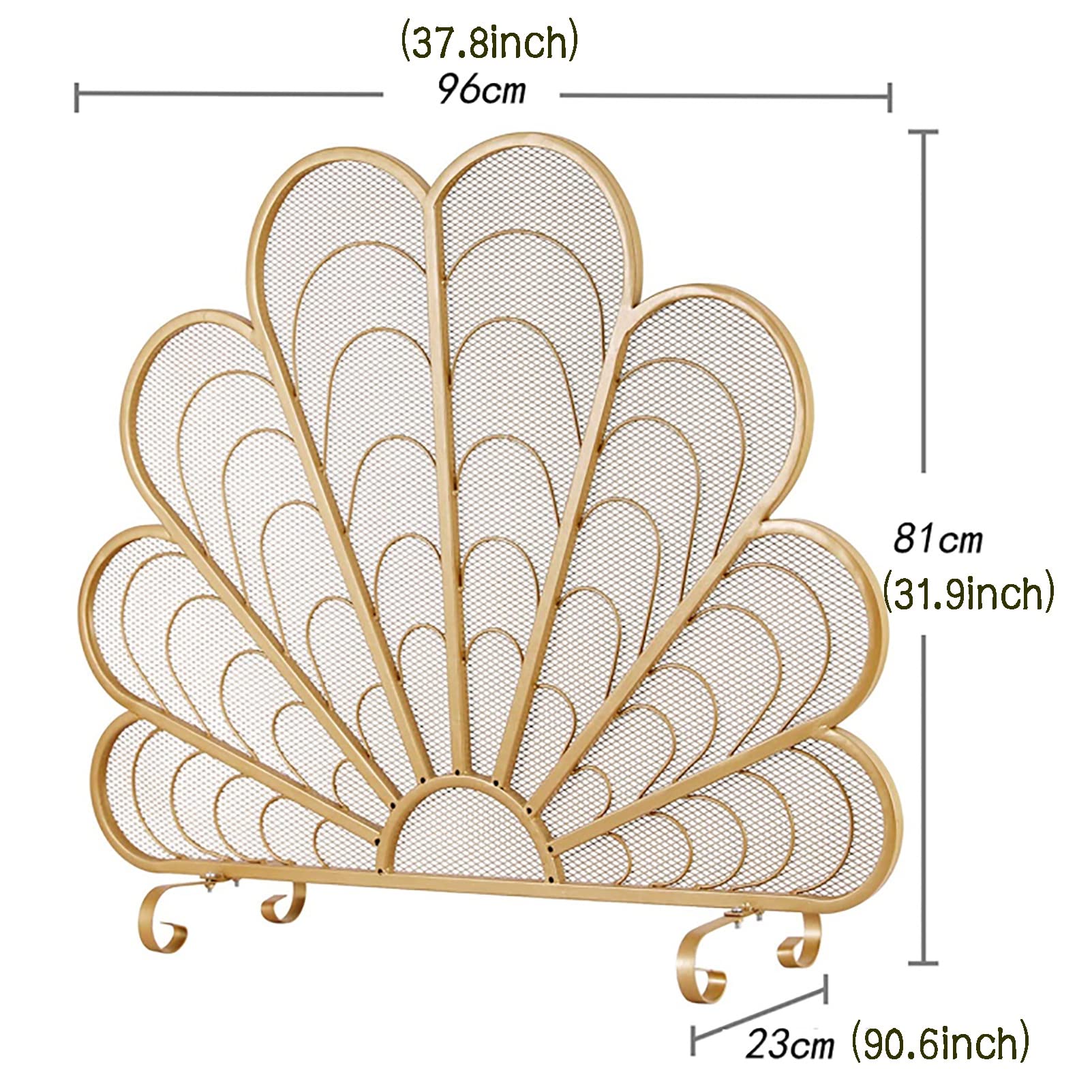 Protection de cheminée élégante en forme de paon - 80 cm - En maille d'acier robuste - Autoportante - Anti-étincelles