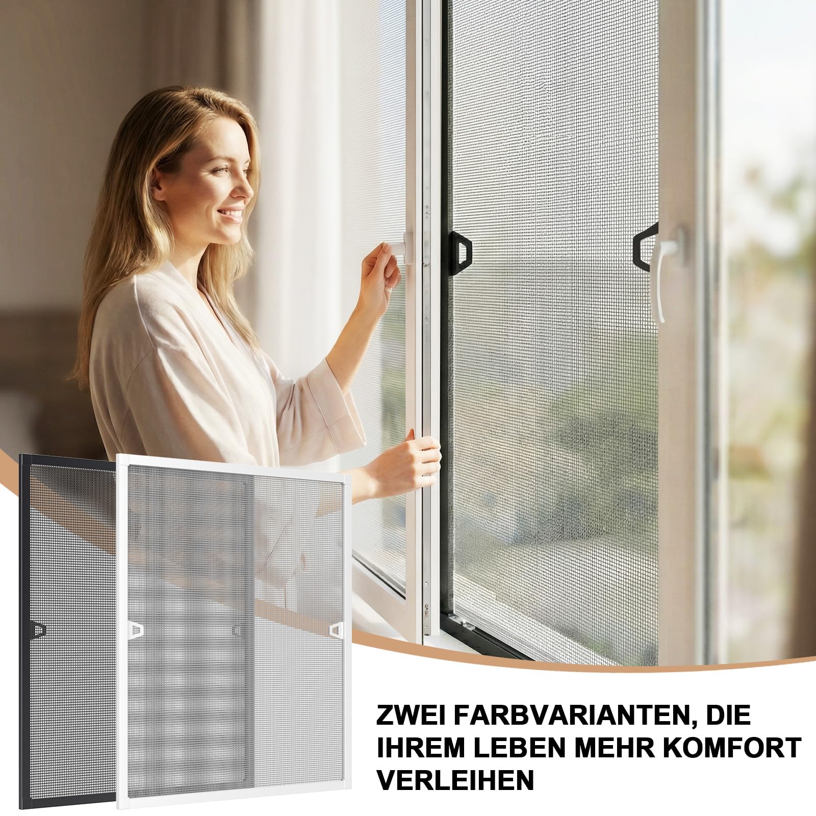 Huracan Fliegengitter Fenster mit Rahmen 120x140 cm, Insektenschutz Fenster ohne Bohren, Mückenschutz Individuell kürzbar, Fliegenschutzgitter mit Fiberglasgewebe, Aluminium Fliegennetz, Anthrazit
