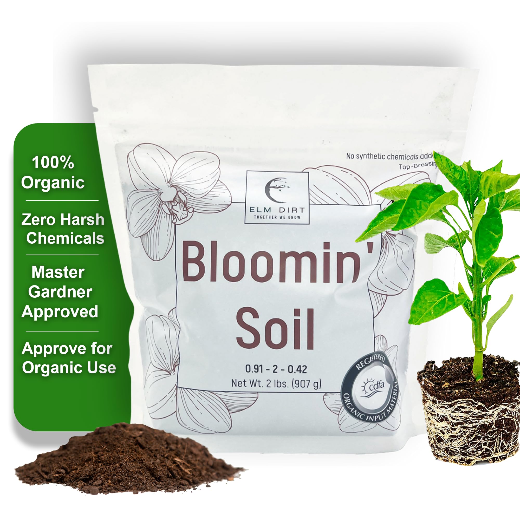 Sponsored Ad - Elm Dirt Premium Bloom Soil - Organic Plant Soil for Indoor & Outdoor Use | Enhances Plant Growth & Nutrients - Big Bloom Activator, 2 lbs