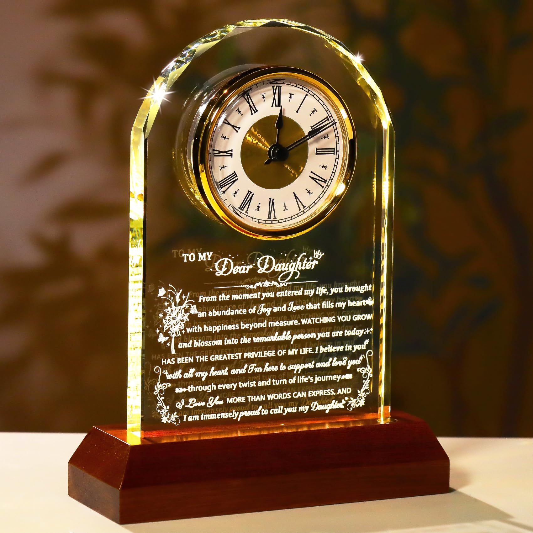 Ornalrist Daughter Gifts from Mom, to My Daughter Christmas Birthday Clock