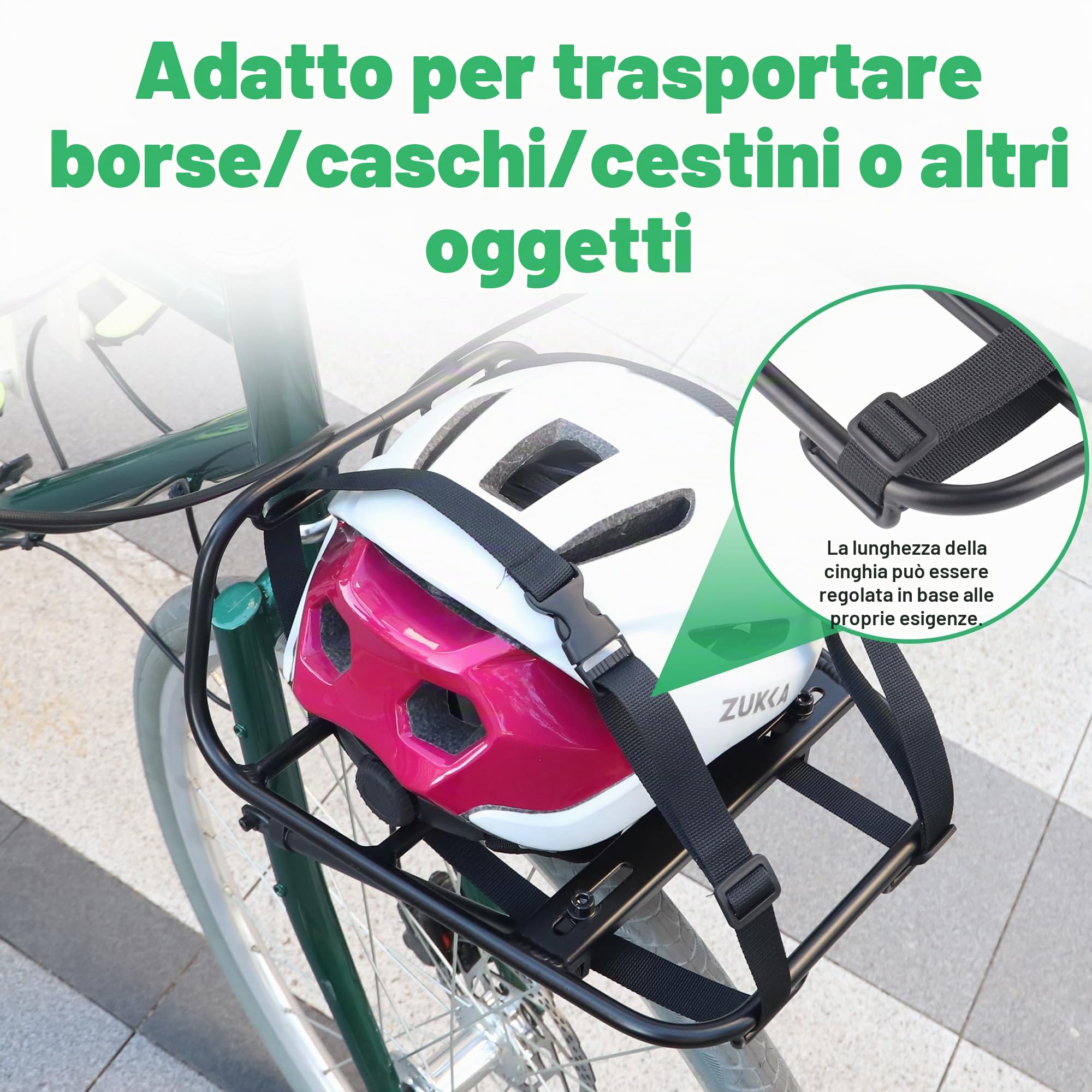 ZUKKA Portapacchi per bici anteriore, in lega di alluminio, capacità massima di carico 15 kg, adatto per biciclette da 24-29 pollici 700C per mountain bike e bici da strada
