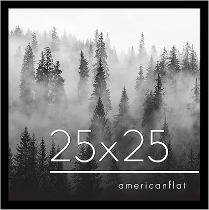 Americanflat 25x25 Picture Frame with Polished Plexiglass - Epic Collection - Square Picture Frame with Engineered Wood - Wide Photo Frames for Wall display - Black