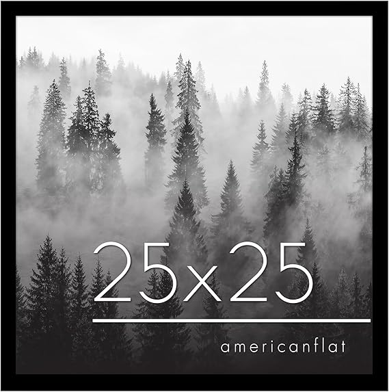 Americanflat 25x25 Picture Frame with Polished Plexiglass - Epic Collection - Square Picture Frame with Engineered Wood - Wide Photo Frames for Wall display - Black