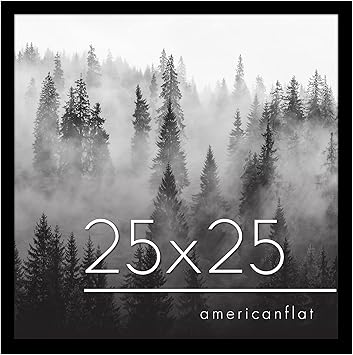 Americanflat 25x25 Picture Frame with Polished Plexiglass - Epic Collection - Square Picture Frame with Engineered Wood - Wide Photo Frames for Wall display - Black
