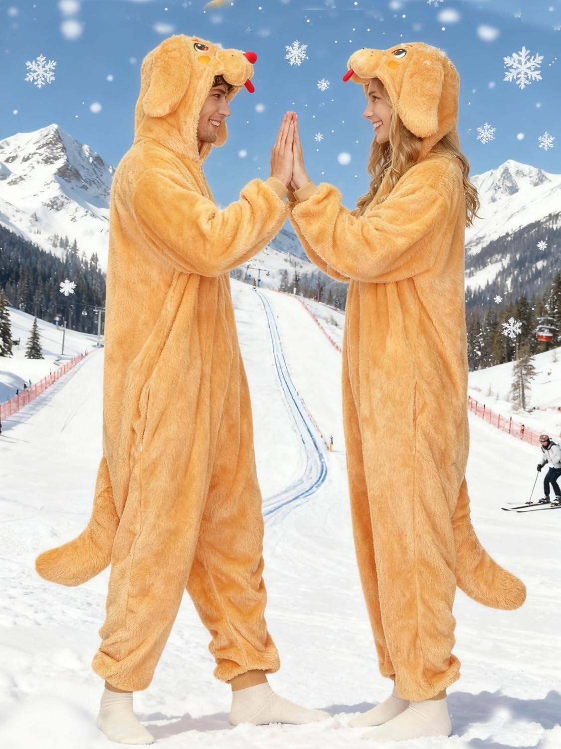 Golden Retriever Dog Costume Adult, Womens Onesie Pajamas, Halloween Costume, Animal Onesie for Women men - Image 6