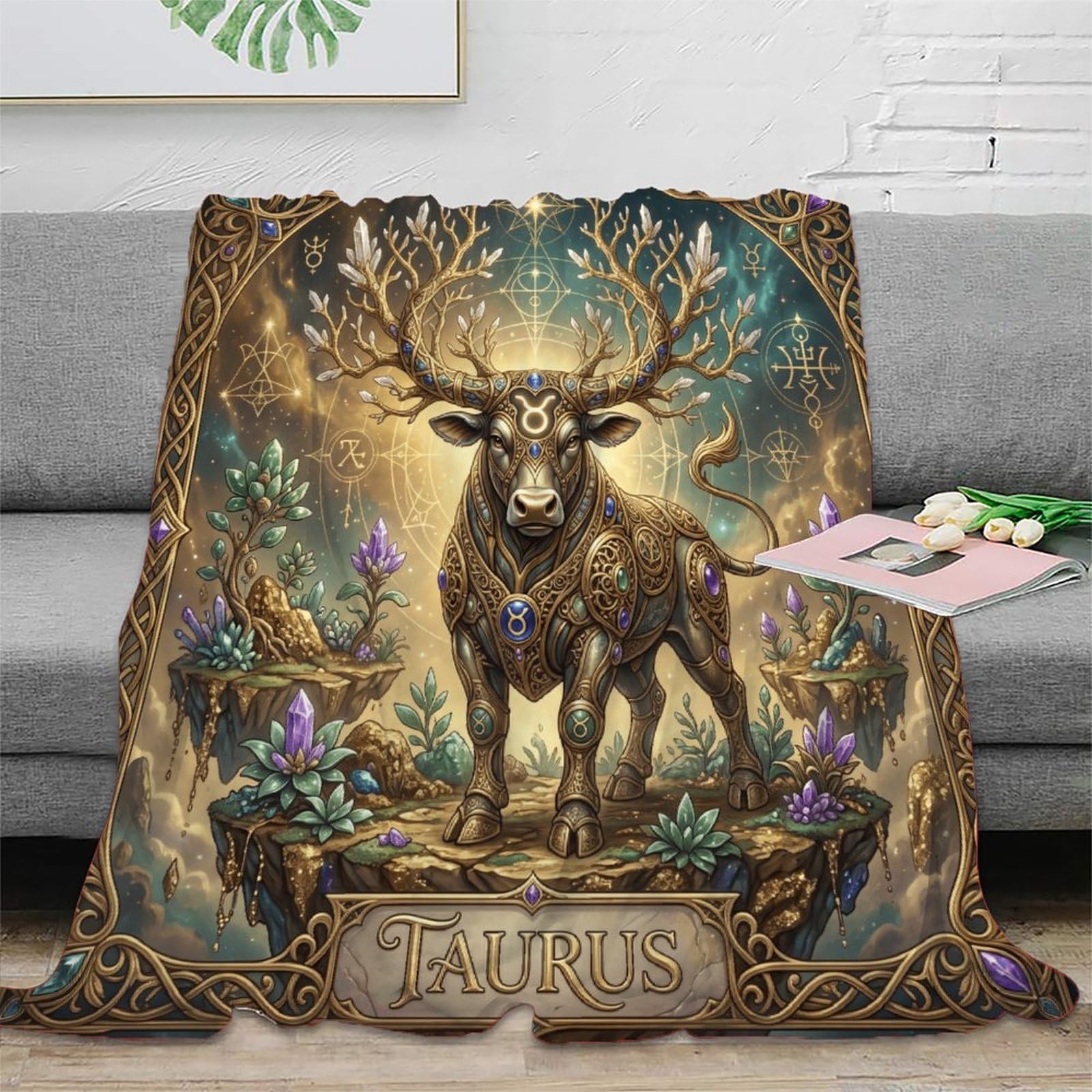 H3B8U2Y5 Taurus Zodiac Fantasy Bull Soft Throw Blanket, Bed Camping Travel