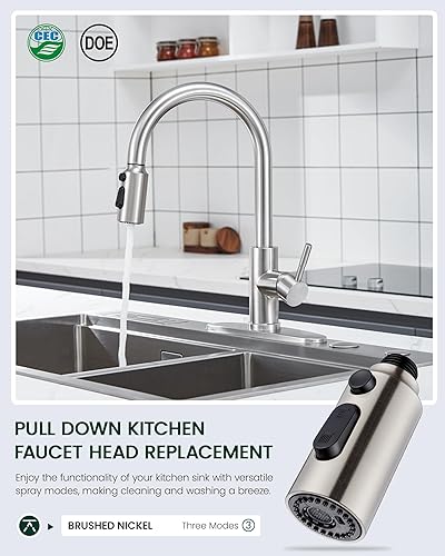 Miniatura 2 de Reemplazo de cabezal rociador de grifo de cocina, reemplazo de cabezal de grifo extraíble con 15 adaptadores, boquilla rociadora de 3 funciones para