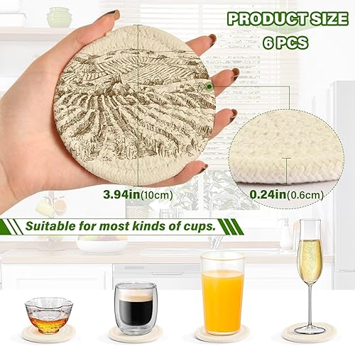 Miniatura 3 de Coasters Set of 6 with Holder Coasters for Drinks Absorbent Table Cup Coasters Porta Vasos para Mesas Vineyard Landscape