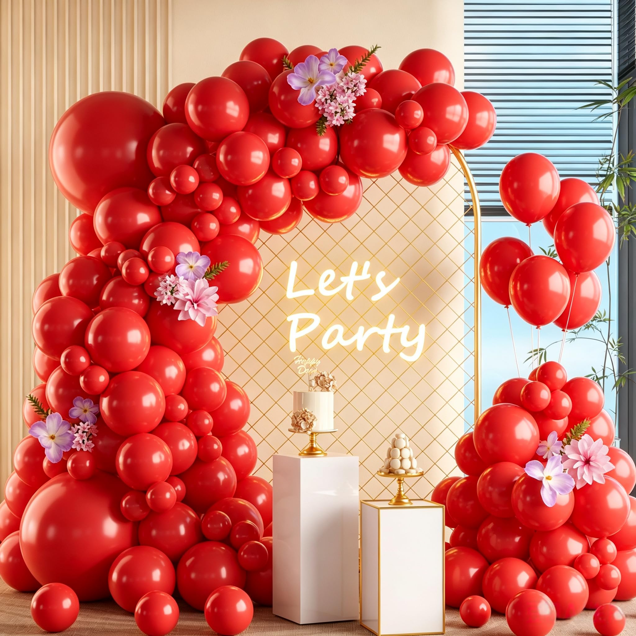 Red Balloons,105pcs Orange Balloons Garland Arch 18 12 10 5 Inch Different Sizes Latex Balloon Red Balloons for Balloon Garland Arch Birthday Party Decoration Gender Reveal Baby Shower