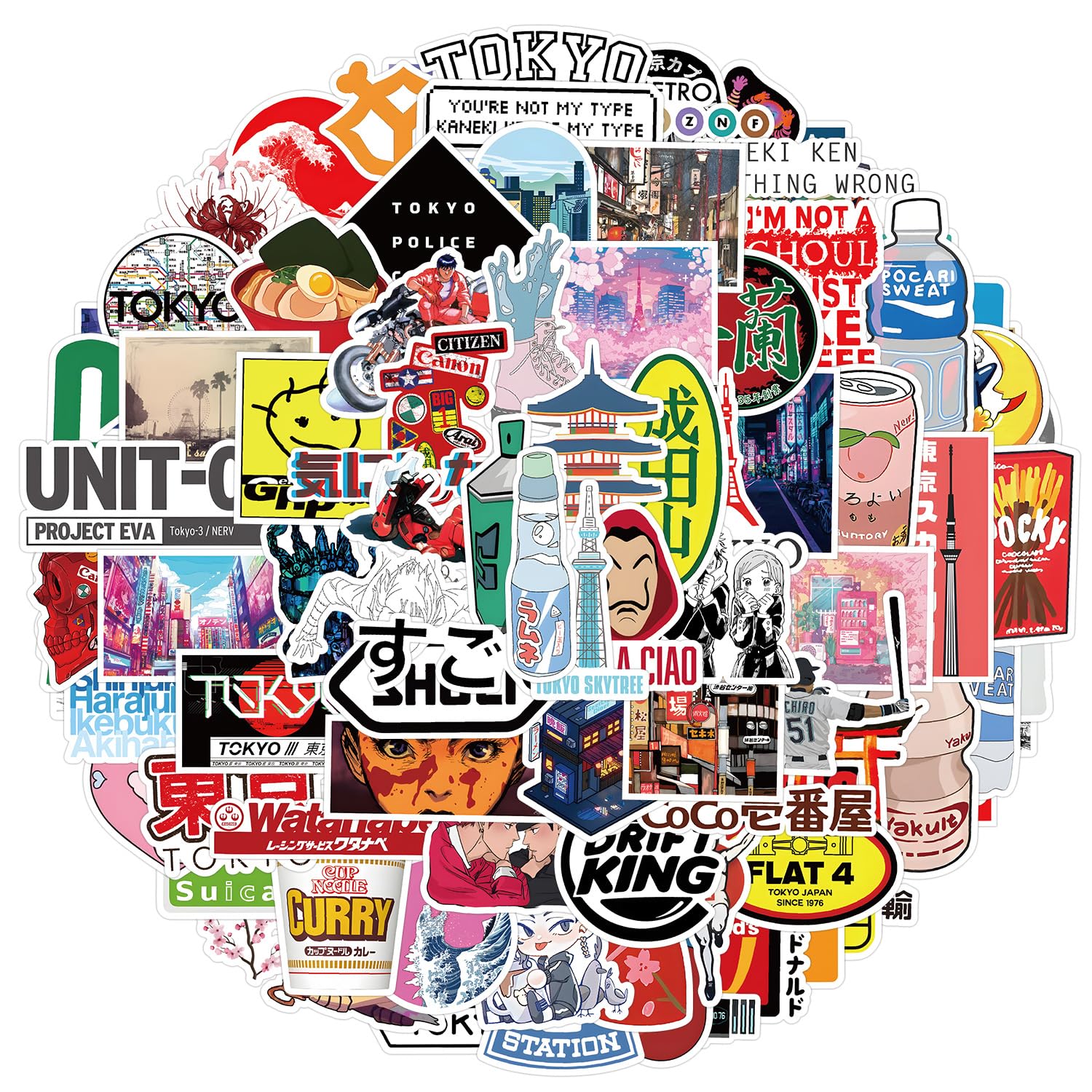 100 Packs Tokyo Stickers Water Bottles Laptop Phone Motorcycle