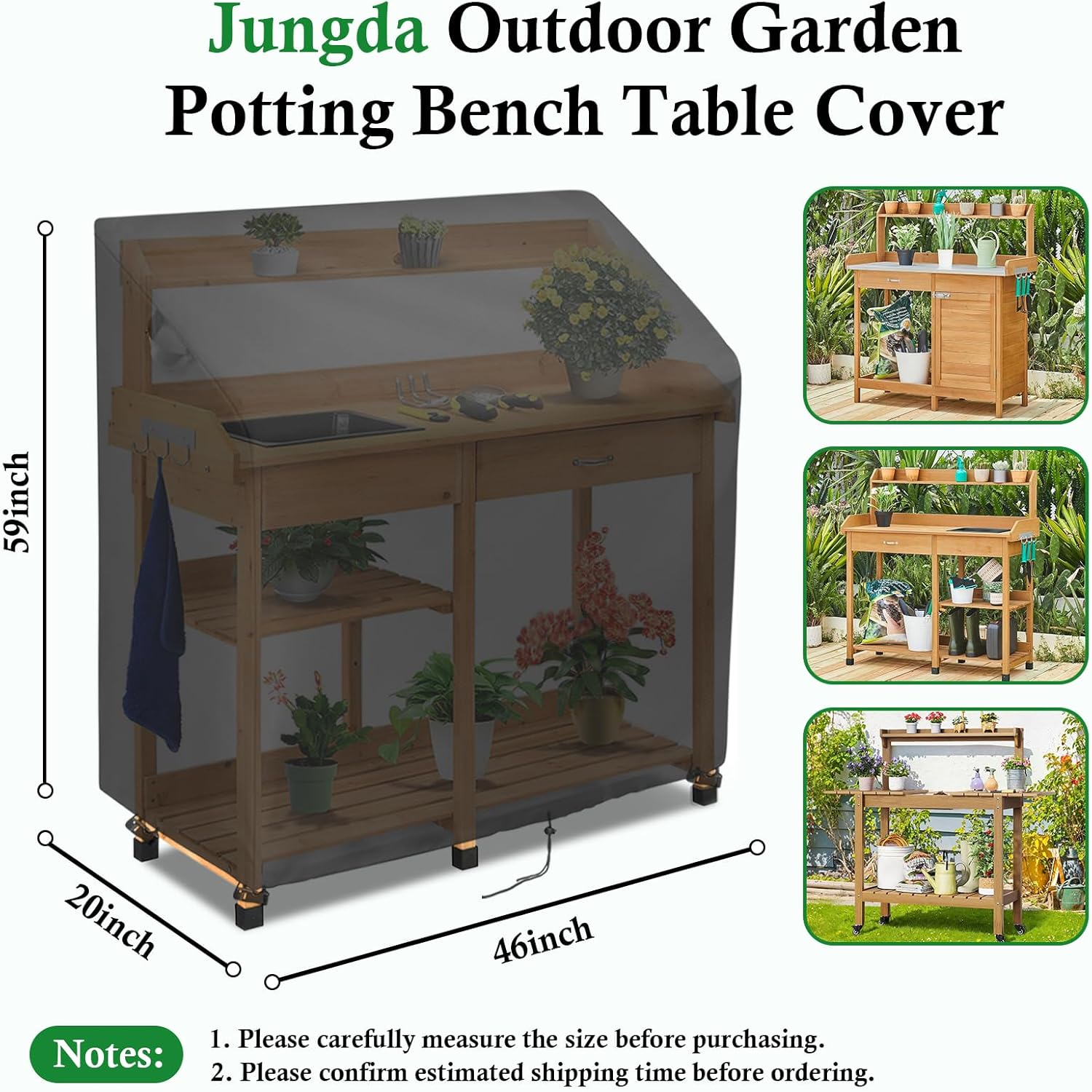 Outdoor Garden Potting Bench Table Cover, Universal Patio Potting Table Cover - 46 x 20 x 59 Inch