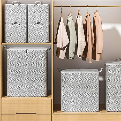 Miniatura 3 de WMQPNNS Bolsa de almacenamiento plegable no tejida para ropa y ropa de cama organiza y ordena con facilidad (Z1-gris, L)