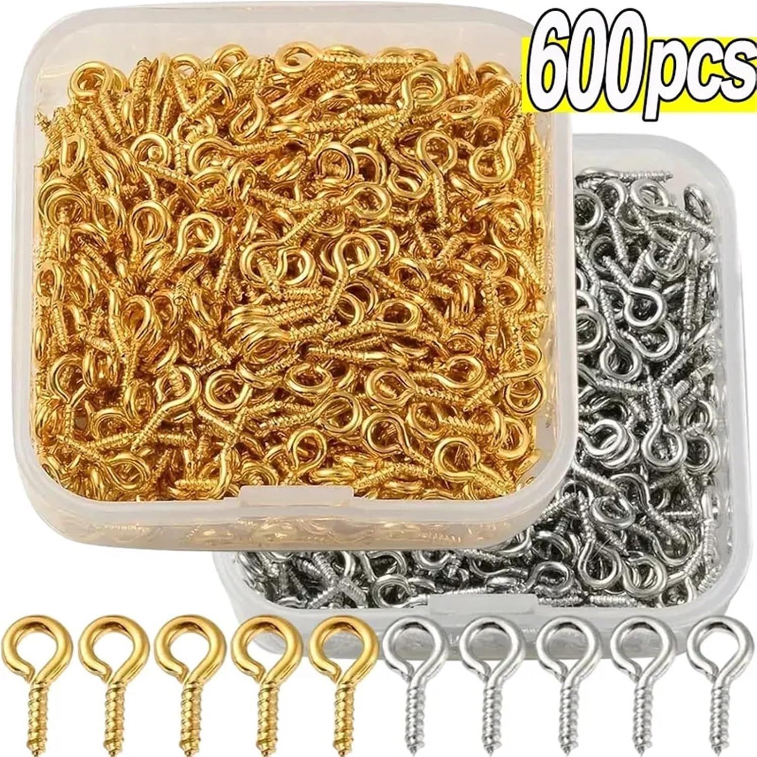 Pin Screw 1000Pcs Eye Pins Eyelets Screw Threaded Stainless Steel Clasps Hook Jewelry Findings for Making DIY for Connect Bead/Pendant/Part to Easy Linking/Hang(8mm)