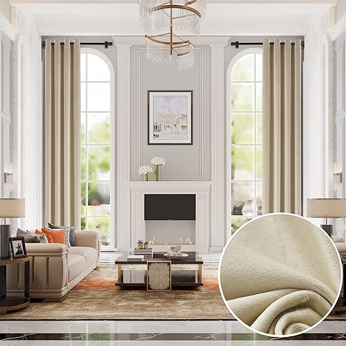 Miniatura 1 de MASWOND Cortinas opacas extralargas para techos altos de 156 pulgadas de largo, insonorizadas y sin arrugas, cortinas de terciopelo de 2 pisos de 13