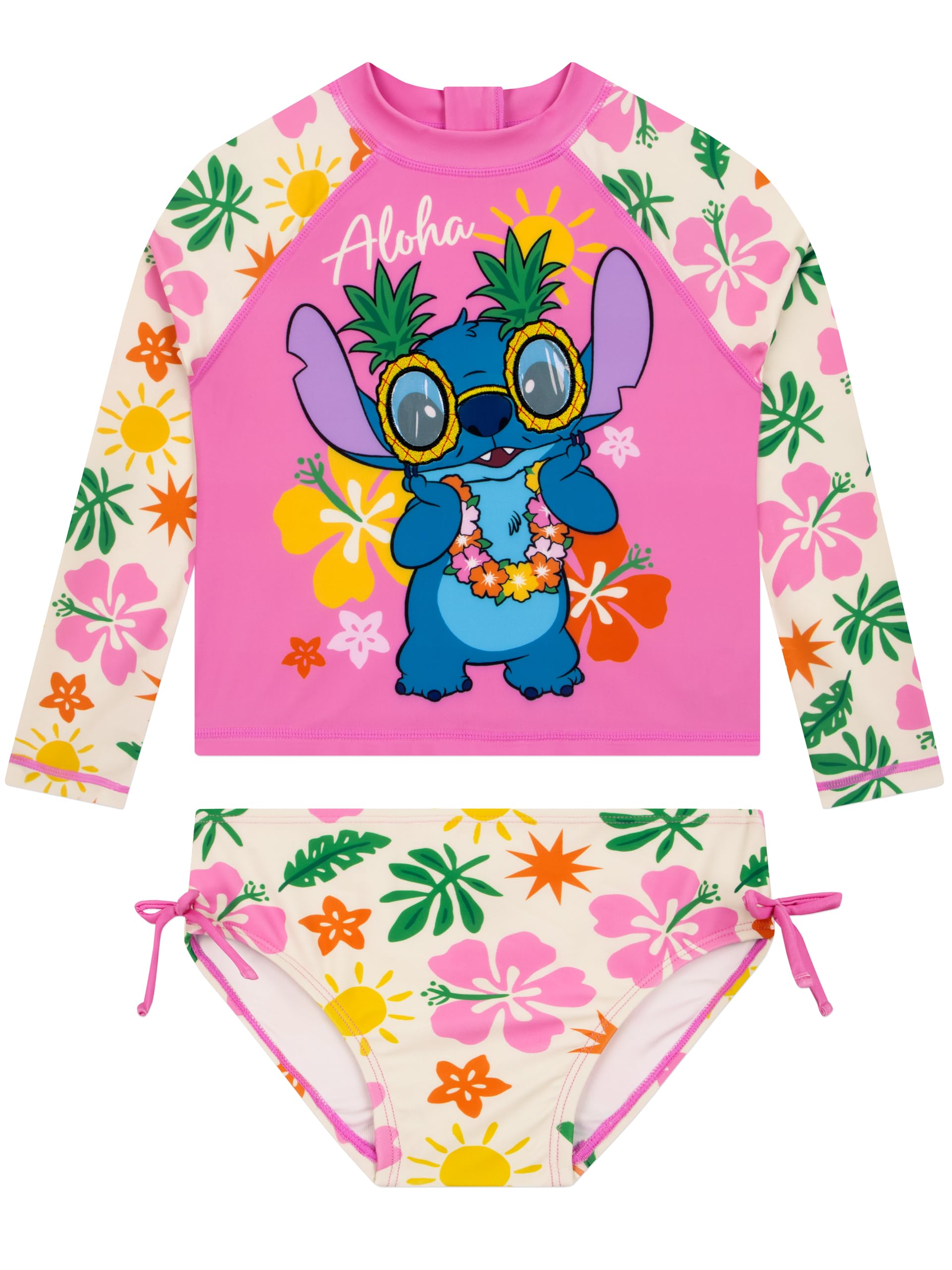 Disney Lilo and Stitch Swimming Costume, Stitch Girls Swimsuit, Girls Swimming Costume with Bows, Age 12-13 Years Multicolor