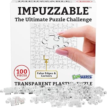 Funwares ImPuzzable Clear Acrylic Puzzle, 100 Pieces, Impossible Jigsaw