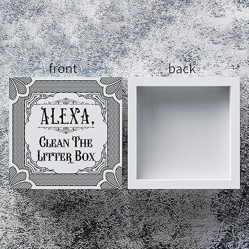 Miniatura 3 de Cartel de madera para amantes de los gatos, decoración de pared para el hogar, 5 x 5 pulgadas, rústico, con Alexa Clean the Litter Box