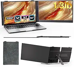 Extensor de Tela de Notebook de 14' - Monitor Portátil para Notebook FHD 1080P Plug & Play Monitor Duplo para Viagem para Notebooks Windows/Mac - S8X - 08