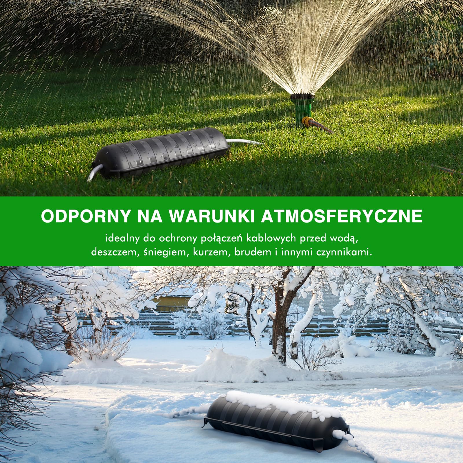 RESTMO IP44 wodoodporna skrzynka na kable do użytku na zewnątrz (Outdoor), odporna na warunki atmosferyczne, duża skrzynka ochronna na przedłużacze, wtyczka Schuko, narzędzia elektryczne, 290 mm x 110
